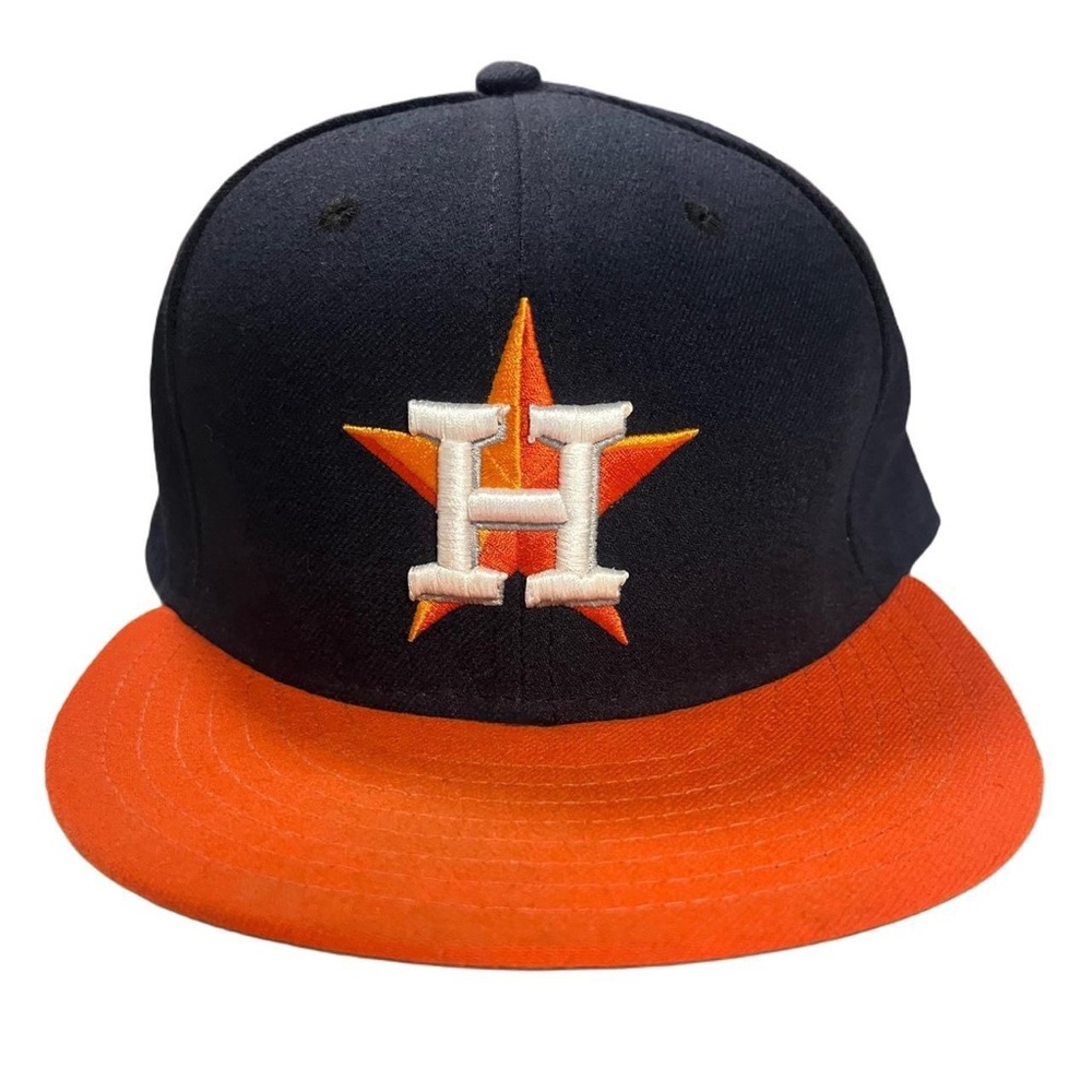 MLB Houston Astros New Era Navy Blue & Orange Flat Bill Hat - Size 7 3/8